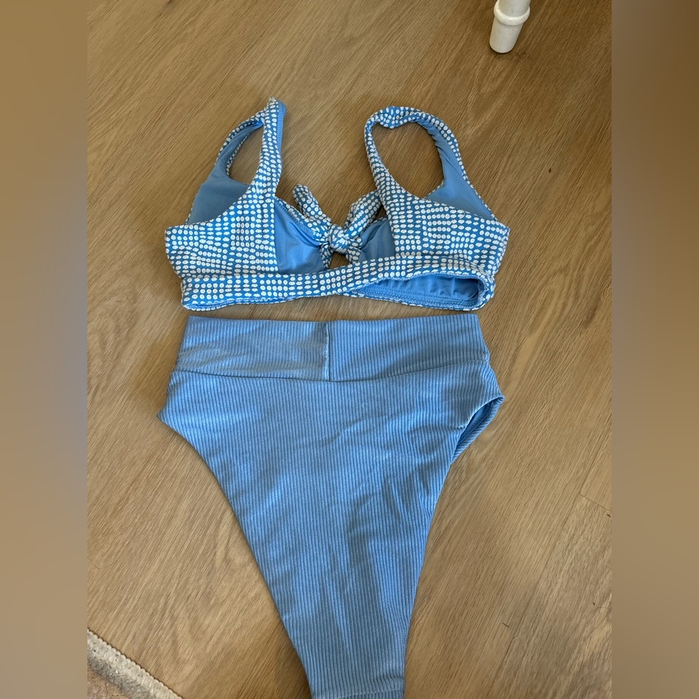 Aerie Blue High-Cut Bikini Set (Top & Bottom) Size M - Picture 2 of 4